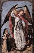 Master of the Saint Ursula Legend St Michael Fighting Demons painting